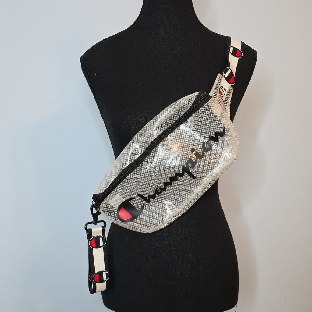Champion Clear Mesh Crossbody Bag with Black Accents